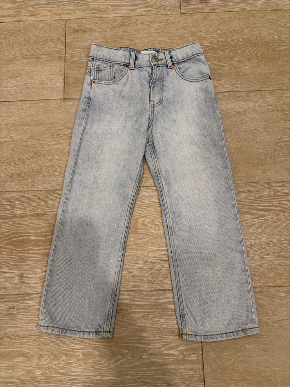 Zara Boys Light Wash Straight-Leg Jeans - Light Blue